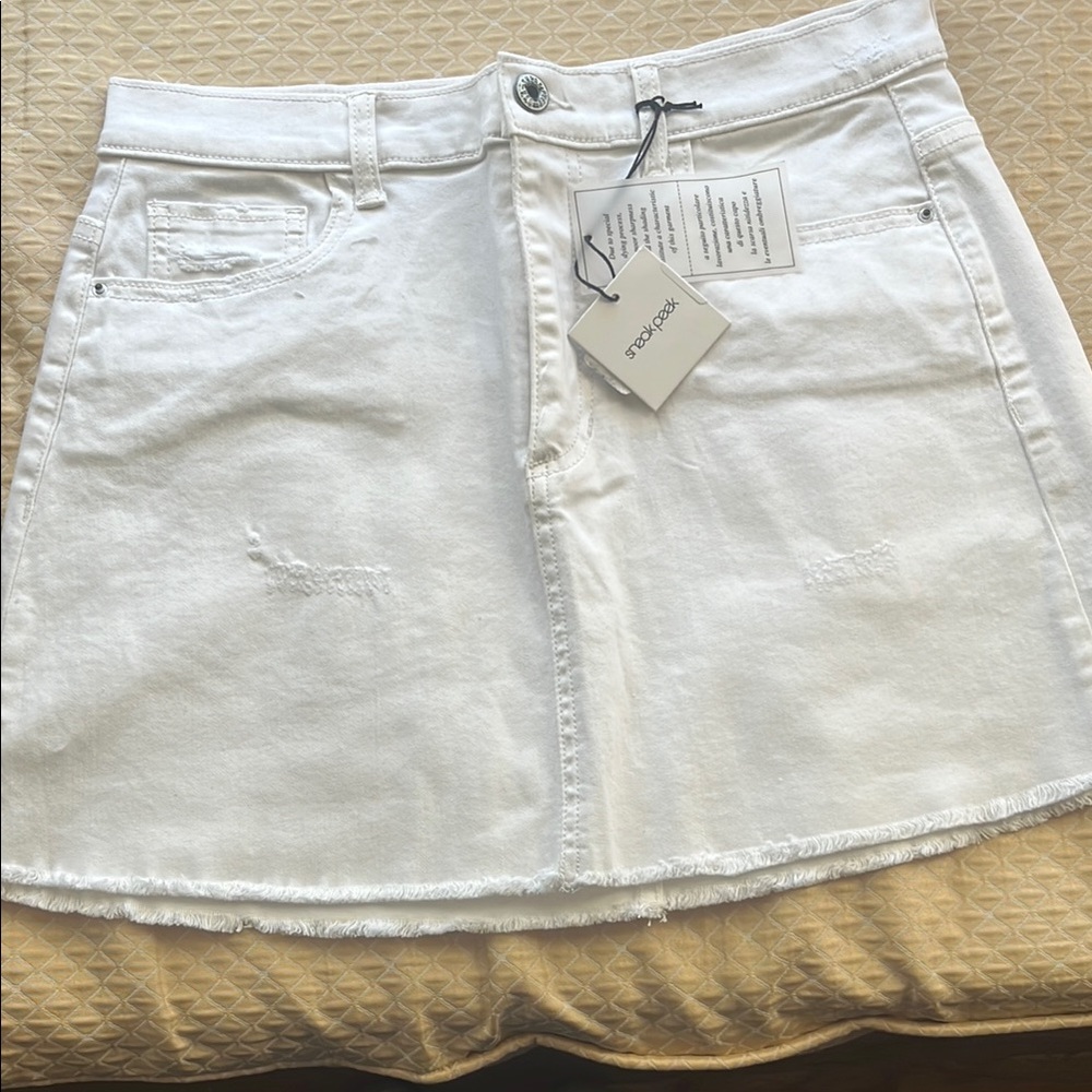 White Denim Skirt